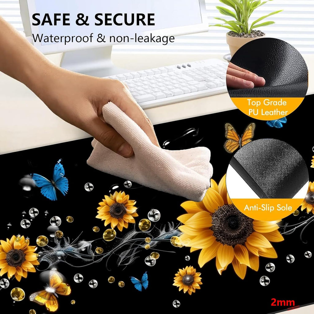 Heated Mouse Pad with 3 Levels Heated & 3 Hours Auto Shut-Off Mouse Pad for Warming Hands in Office Home, 23.6" x 14.2"Large Safe Desk Mat Hand Warmer，A River of Flowers