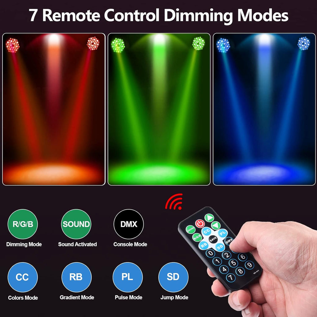 36 LED Par Lights, RGB Par Can Light Stage Lights, 10 Modes DJ Lights Stage Lighting Uplights with Sound Activated Remote Control & DMX Uplights for Events Wedding Party
