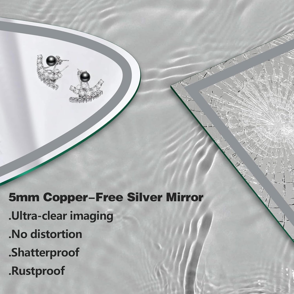 Niccy Half Moon Led Mirror for Bathroom, 48" Semi Round Backlit Mirror for Wall Lighted Mirror with Frameless 3 Color, Defogger, Explosion-Proof, HD Glass and IP65 Vanity Mirror