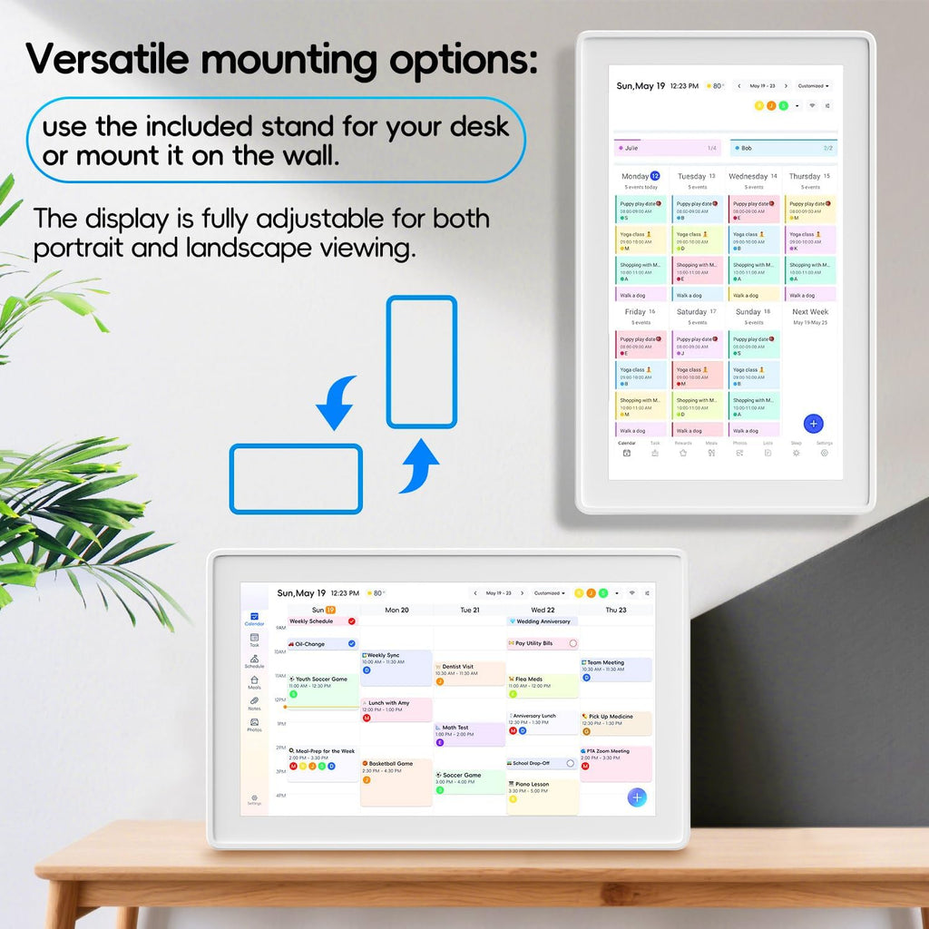 Digital Calendar, 15.6 Inch Wall Planner Electronic Calendar & Chore Chart, Smart Touchscreen Interactive Display for Family Schedules, Great for Organizing Your Routines, Wall & Desk Mountable White