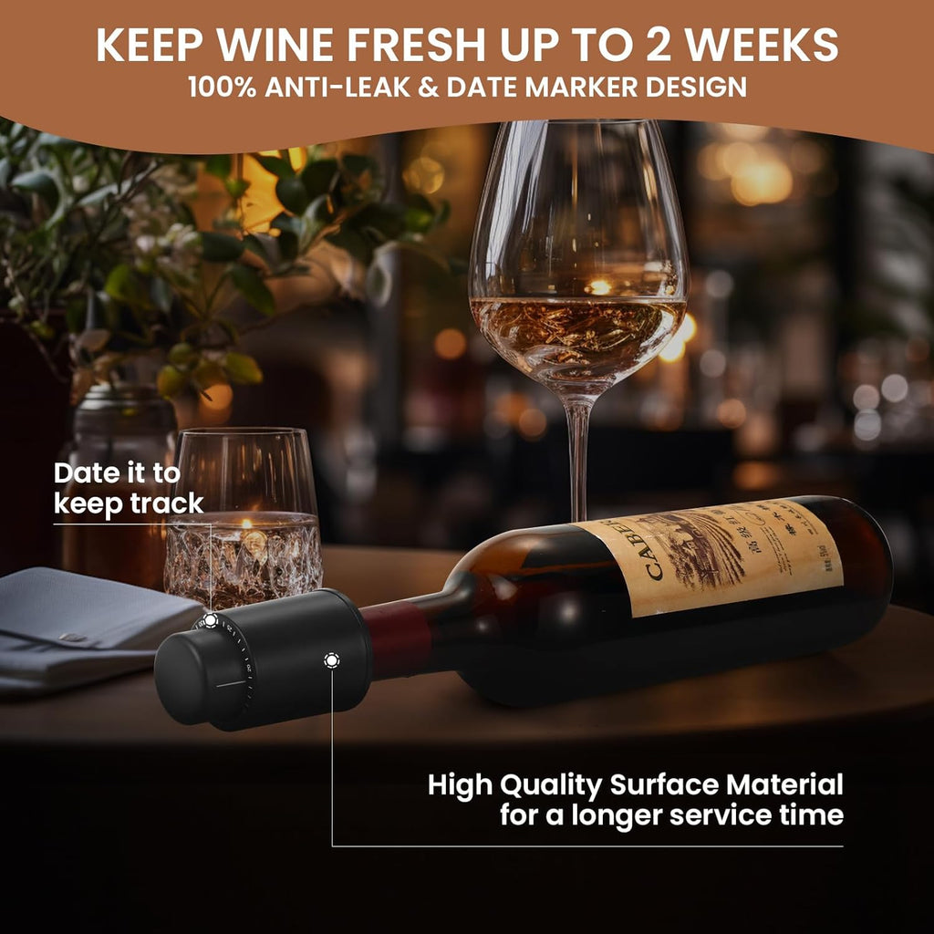 4-in-1 Rechargeable Electric Wine Opener Set - Automatic Corkscrew, Foil Cutter, Aerator Pourer, Vacuum Stopper - Wine Lovers Gifts for Women and Men
