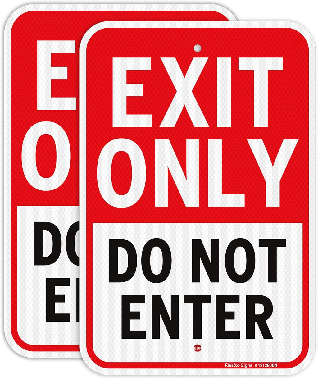 Faittoo Exit Only Do Not Enter Sign, 18 x 12 Inches Engineer Grade Reflective Aluminum Sign, UV Protected, Weather/Fade Resistant, Easy to Install and Read, Indoor/Outdoor Use (2 Pack)