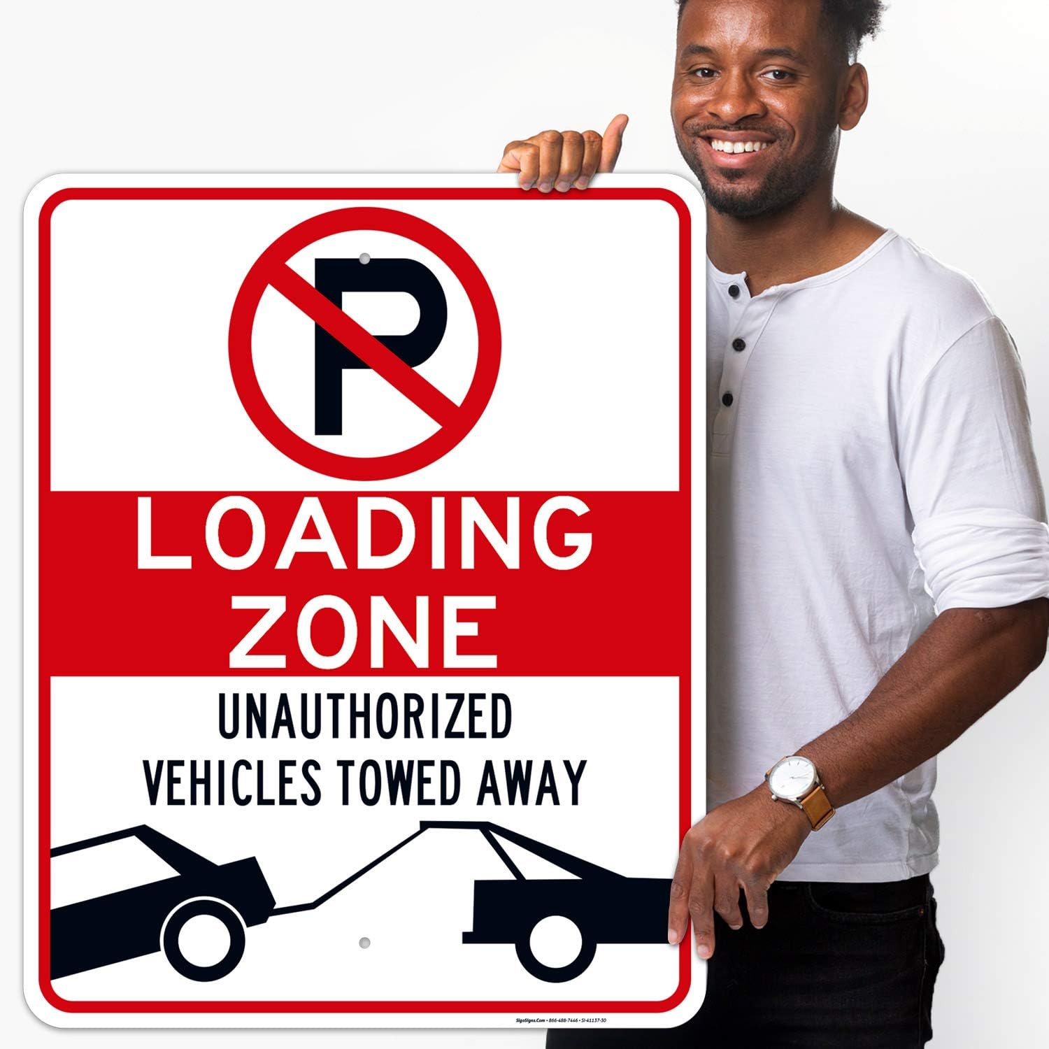 No Parking Symbol Sign, Loading Zone Sign, 24x30 Inches, Rust Free .063 Aluminum, Fade Resistant, Indoor/Outdoor Use, Made in USA
