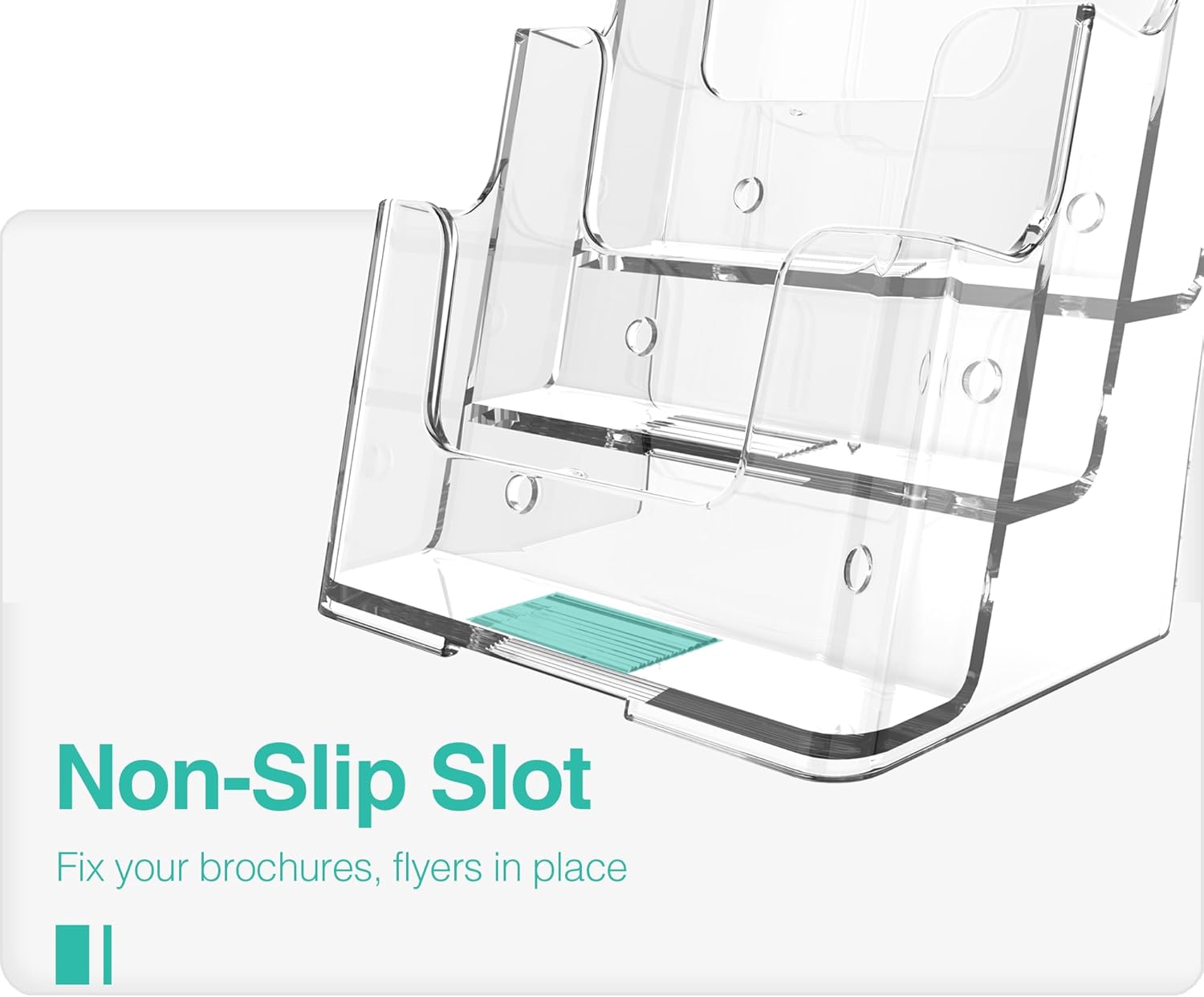 Brochure Holder 6x8 Inch 3 Tier Acrylic Literature Holders Clear Plastic Flyer Display Stand Countertop Use or Wall Mount Pamphlet Holder Organizer for Office, Lobby, Hotel, Trade Show, 1 Pack