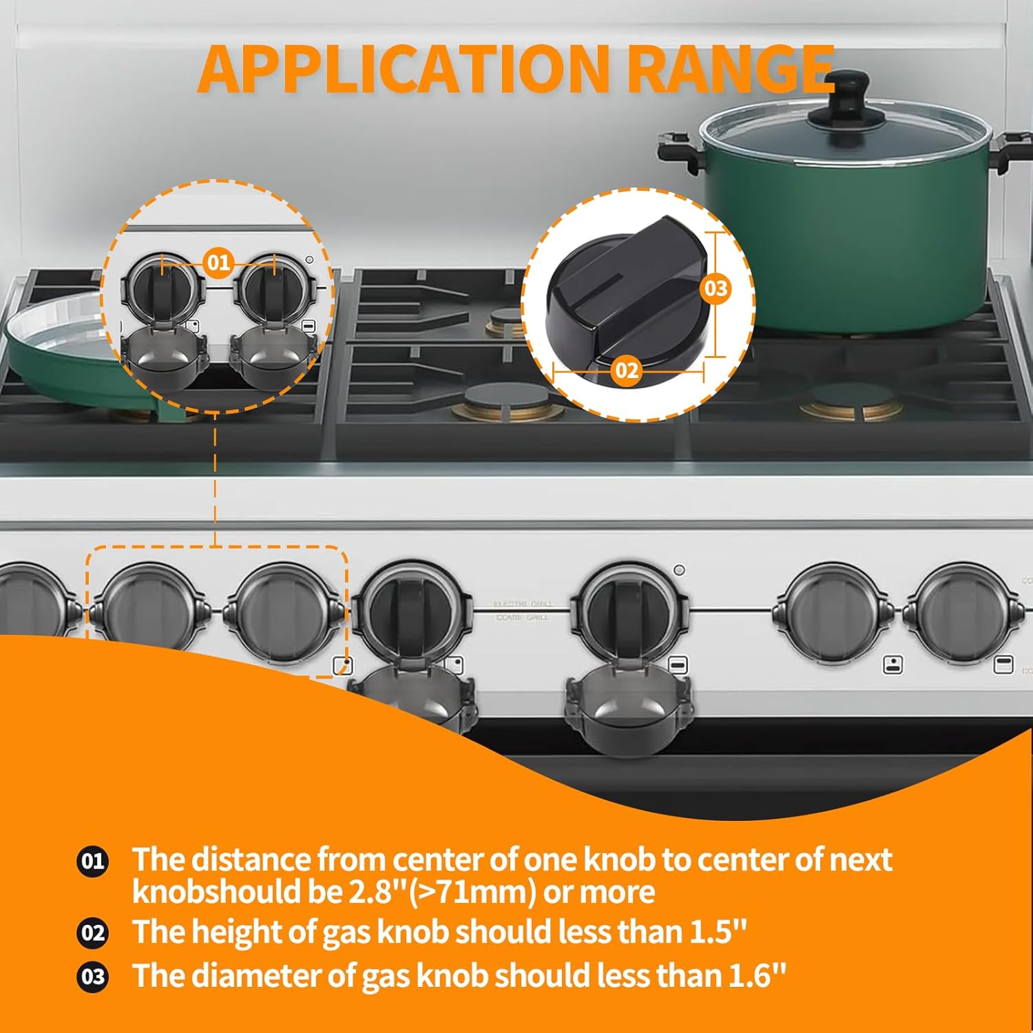 Gas Stove Knob Covers – Heat-Resistant Baby Proof Stove Knob Covers, Universal Size Gas Stove Knob Locks, Stove Child Proof Knobs with Adhesive, Stove Safety Guard for Kids Toddler Pet(6 Pack)