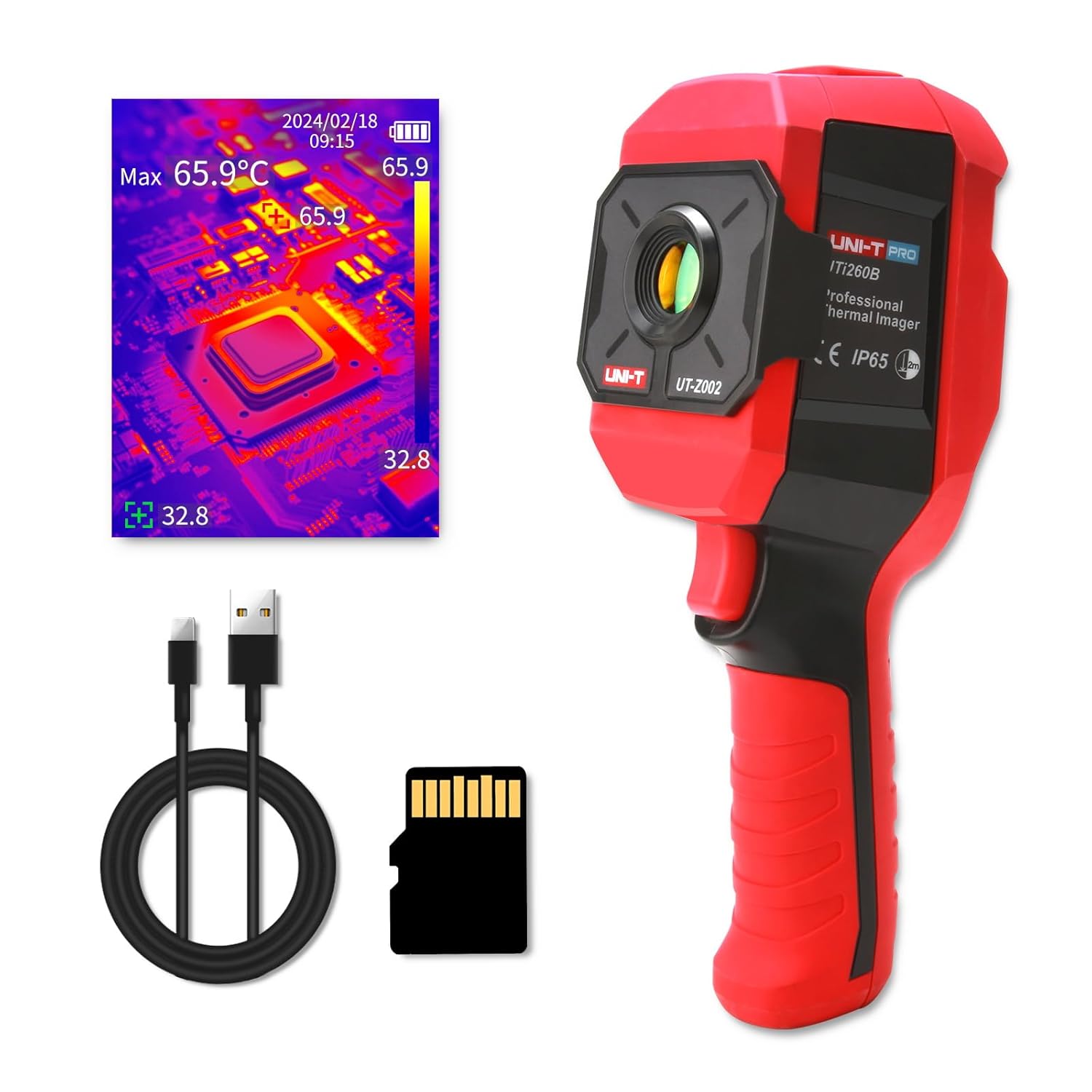 UNI-T UTi260B Thermal Camera with Macro Lens, Infrared Cameras Thermal Imaging Camera 256x192 IR Resolution Thermal Imager 49152Pixels 7 Palettes 25 Hz Refresh Rate, IP65 2-Meter Drop, 2.8" LCD