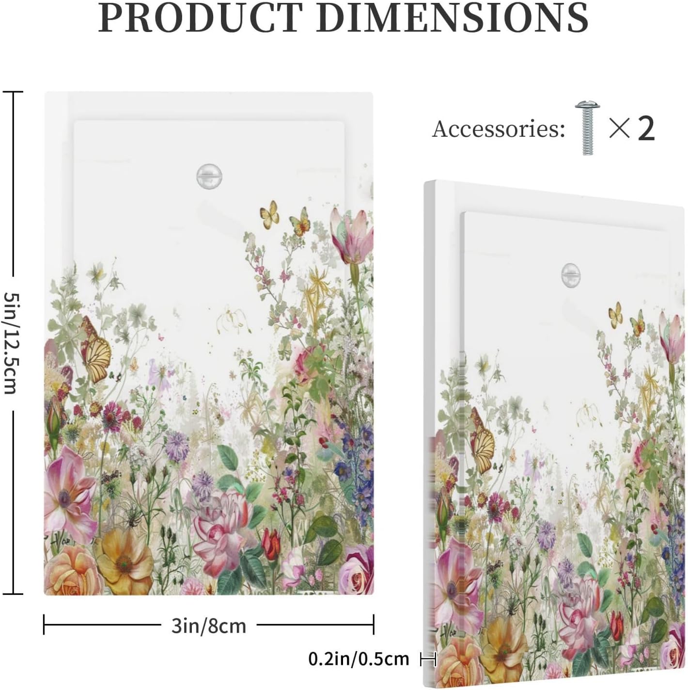 Light Switch Cover Plate Boho Wildflower Colorful Floral Butterfly 1 Gang No Device Blank Electrical Wall Plates Faceplate Decorative Switch Plate For Bed Room Living Room Decor