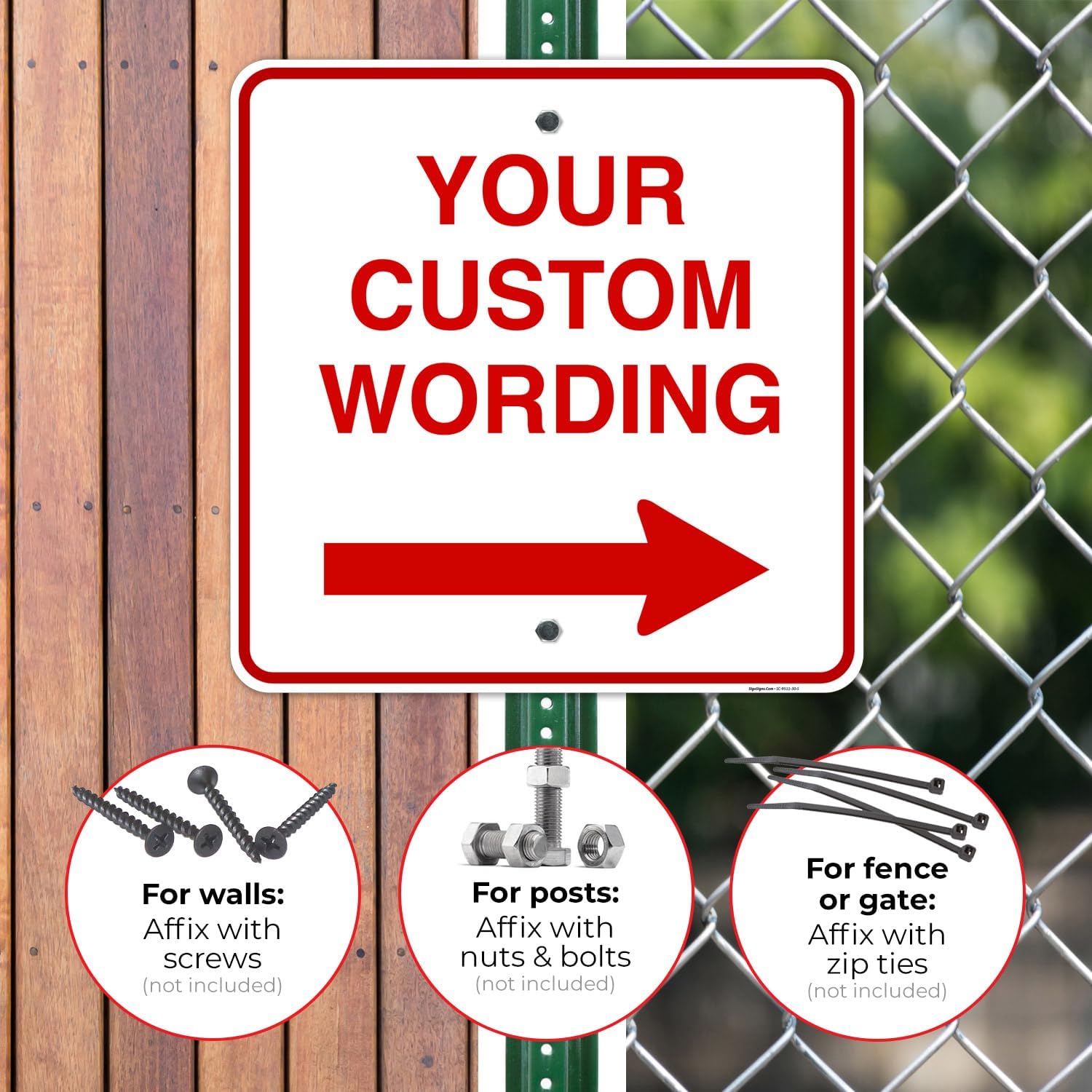 Custom Square Left or Right Arrow Sign, Personalize for Office, Business, Workplace, Office, Home, Airbnb, Delivery Signs, 30x30 Rust Free .063 Aluminum, Fade Resistant, Made in USA