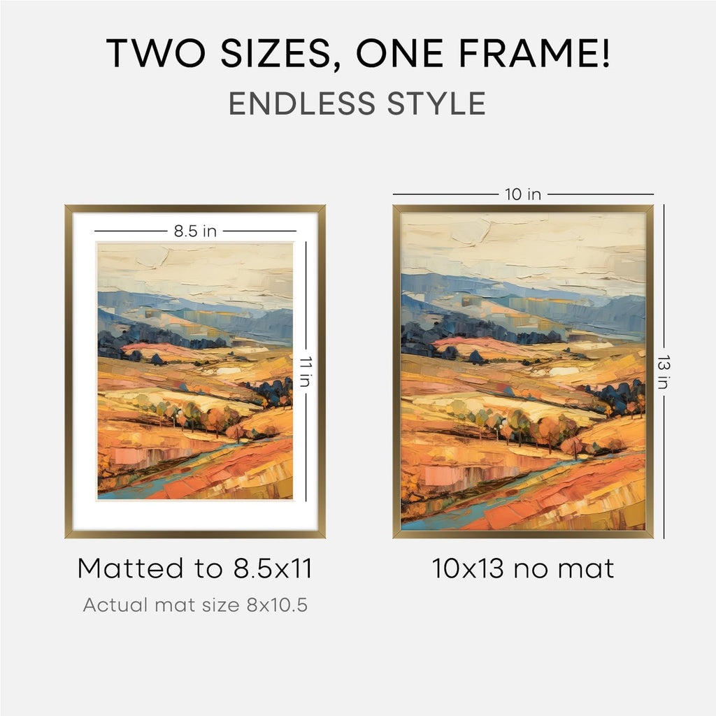 Homeforia 10x13 Bronze Picture Frame, High End Metal 10x13 Brass Frames with Mat 8.5x11, 10 x 13 Poster Frames Matted to 8.5 x 11 inch Photo, 10 by 13 Bronze Frames, Tempered Glass, Wall Kit, Set of 1