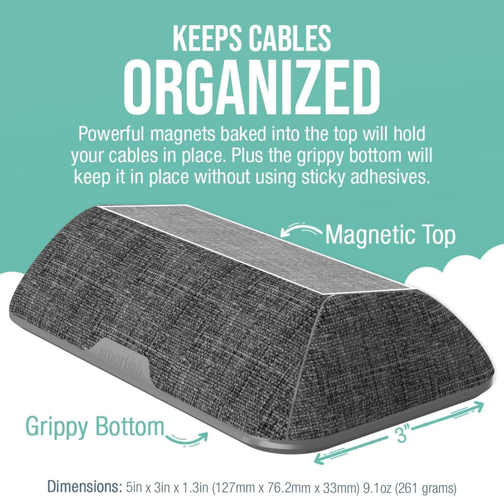 Smartish® Magnetic Cord Holder - Bigger Cable Wrangler Stocking Stuffer Organizer with Magnet Clips for Charger Management on Desktop, Nightstand - Holds 6+ Cables - No. 2 Pencil Gray