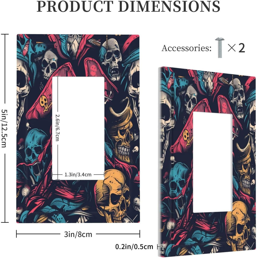 Decorative Outlet Covers Pirate Colourful Skeleton Red Hat 1 Gang Single Rocker Light Switch Cover Plate Wall Plates Gfci Faceplate For Farmhouse Cabin Decor