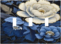 Blue White Flowers Light Switch Covers 3 Gang Triple Toggle Wall Plate Decorative Switchplate Electrical Faceplate for Farmhouse Living Decor