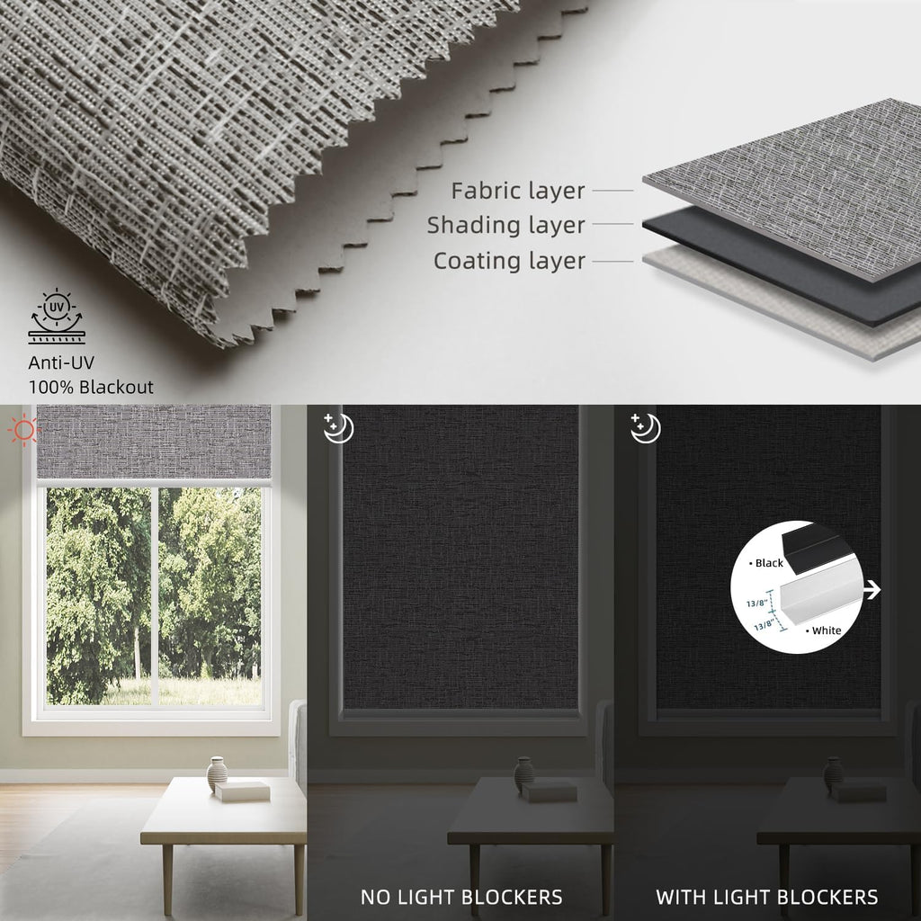 SmartWings Motorized 100% Blackout Shades Blinds, Custom Size, Cordless Window Shades with Rechargeable Battery, Work with Matter/Apple HomeKit, Alexa, Thread/Zigbee, Remote Optional, afar Midnight