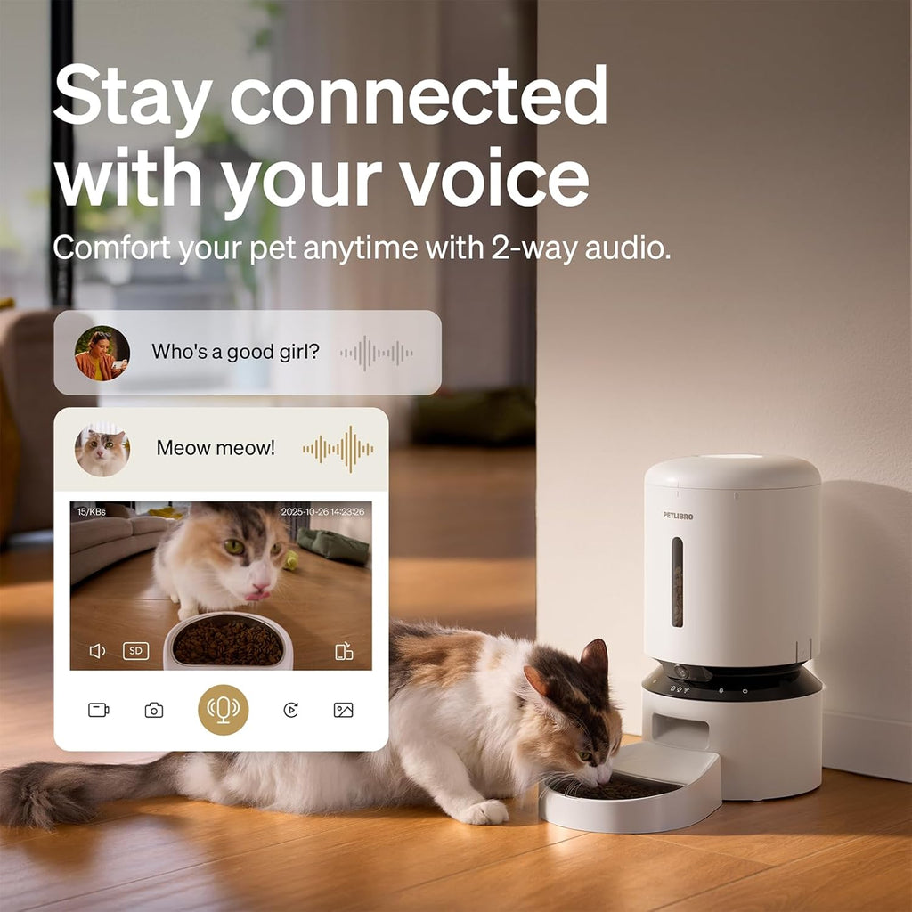 PETLIBRO Automatic Cat Feeder with Camera, 1080P HD Video with Night Vision, 5G WiFi Pet Feeder with 2-Way Audio, Low Food & Blockage Sensor, Motion & Sound Alerts for Cat & Dog Single Tray