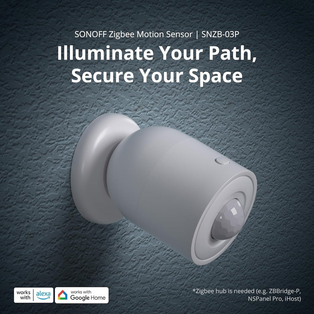 SONOFF SNZB-03P Zigbee Motion Sensor, 3-Year Battery Life, for Alert System and Automations Wireless Motion Detector, SONOFF Zigbee Bridge Required, Batteries Included(2 Pack)