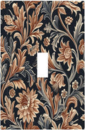 Decorative Light Switch Cover Vintage Grey Plant Leaves Brown Flowers 1 Gang Single Toggle Device Electrical Faceplate Switchplates Decorator Outlet Wall Plate for Bedroom Home Decor