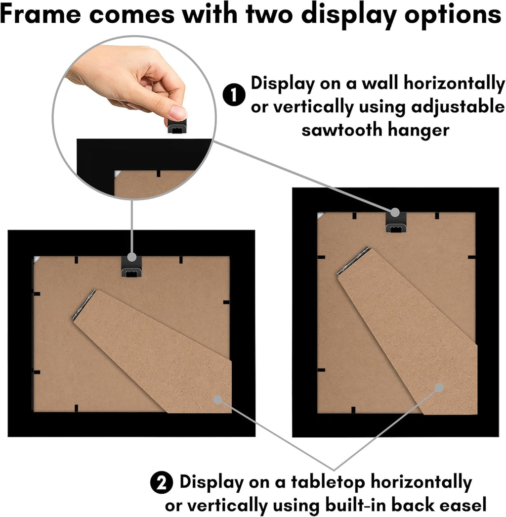 Americanflat 4x5 Picture Frame with Shatter-Resistant Glass - Signature Collection - Gallery-Style Frames Made of Engineered Wood - Photo Frame for Tabletop and Wall Display - Black