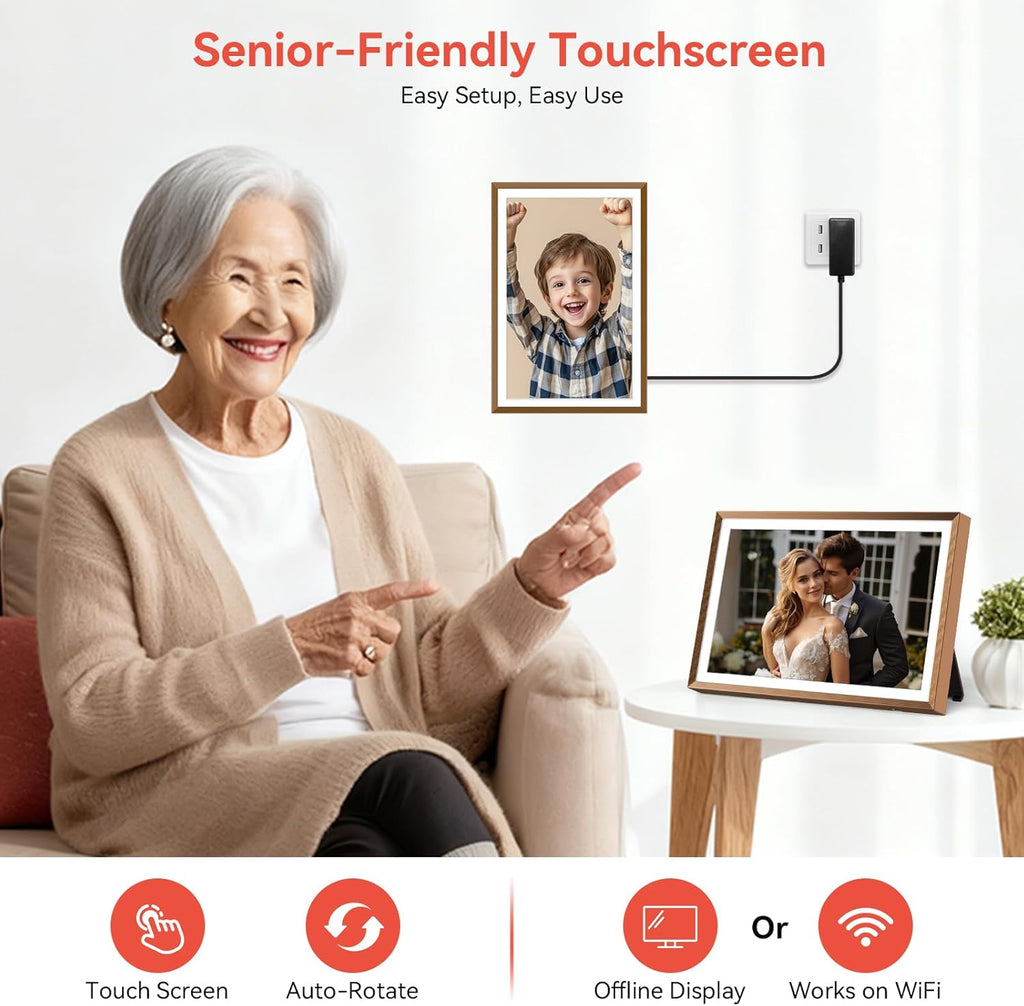 Frameo Digital Picture Frame 10.1" HD IPS Anti-Glare Touch Screen Load Photos & Videos Directly from Phone Ideal for Thoughtful Gifting Small and Exquisite - Rose Bronze