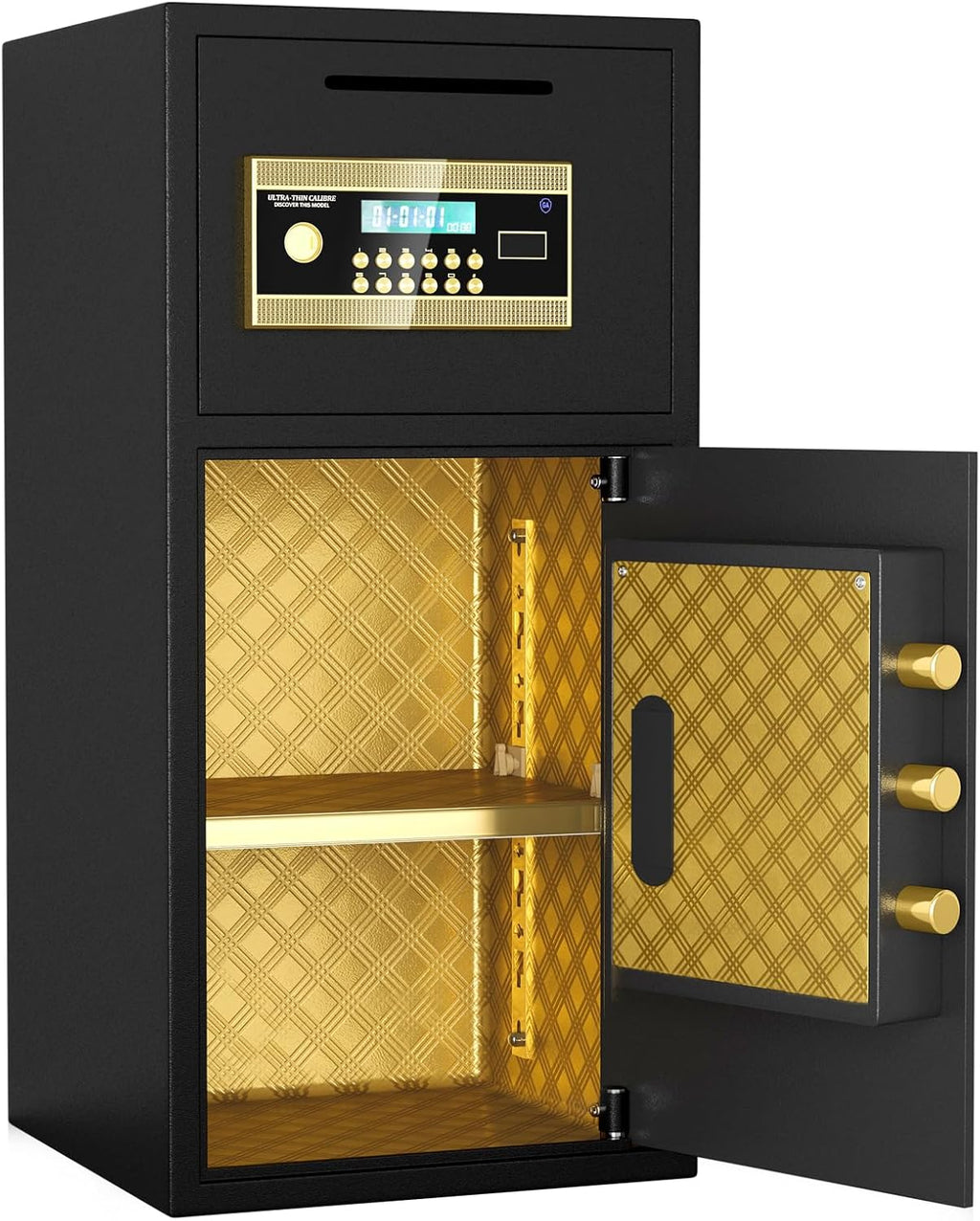 6.0 Cu Ft Large Double-Door Coin-Operated Digital Safe with Fireproof & Waterproof Bag,Hidden Code,Coin Slot,Thickened All-Steel Construction,Extra Storage,Wall/Floor Mountable for Home/Office/Hotel