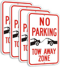 Large (4 Pack) No Parking Symbol Tow Away Zone Sign, 12x18 Inches Engineer Grade Reflective Rust Free Aluminum, 2 Pre-Drilled Holes Easy to Mount