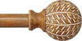 Imitation Wood Grain Ball Curtain Rods for Windows 48 to 84 Inch,1 Inch Heavy Duty Adjustable Wood Curtain Rod,Boho Drapery Rods Set with Brackets,Size:36''-88''