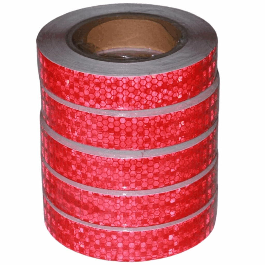 Red Reflective Tape Outdoor Waterproof 1 inch Wide, High Visibility Warning Industrial Marking Tape, Safety Stickers (68 feet,5 Rolls)