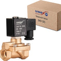 UNOX 3/8" NPT Solenoid Valve 24V DC, Brass Control Valve Normally Closed - 7-232 PSI Multi-Purpose Reliable Control Valve for Water, Air, and Gas - Solenoid Valves