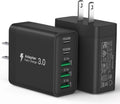 [2-Pack] USB C Wall Charger, 60W Fast USB C Charger Block, 5-Port PD Power Adapter + QC Wall Plug Multiport Type C Charging Block Cube Compatible with iPhone 17 16 15 14 13 12 Pro Max XR XS, Black