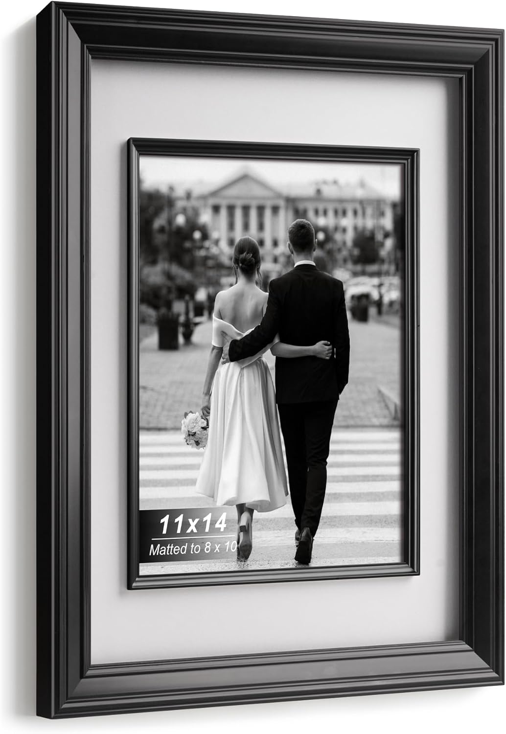 Yaetm 11x14 Black Picture Frame with Decorative Inner Frame & Tempered Glass, Display 8x10 Photos with Mat on Wall - Portrait or Landscape - Ideal for Office & Home Décor (Black, 2 Pack)