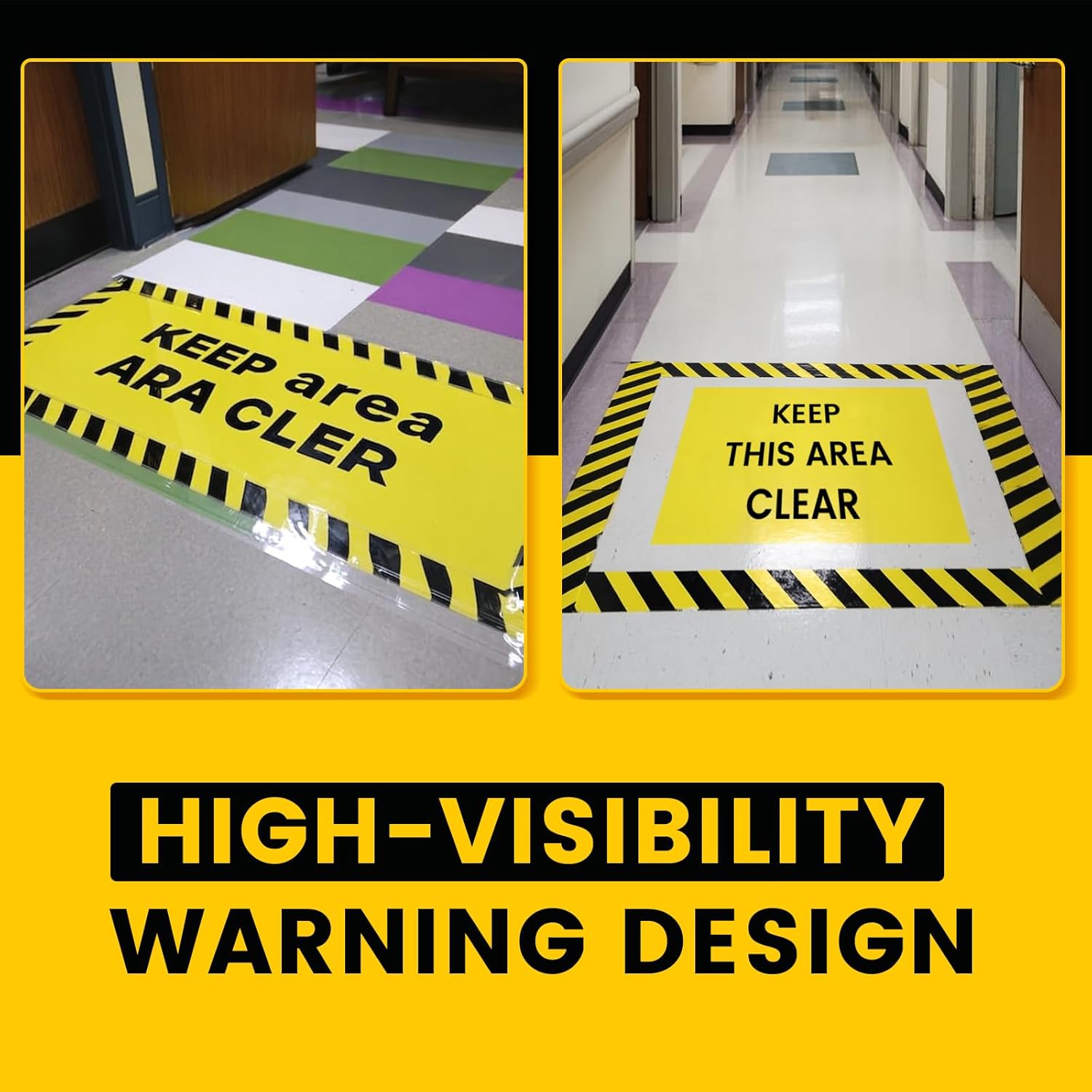 Industrial Black & Yellow Caution Tape 2-Pack | 2in x 108ft Floor Marking Tape | Waterproof & Forklift-Proof | Long-Lasting for Warehouse, Factory, Parking