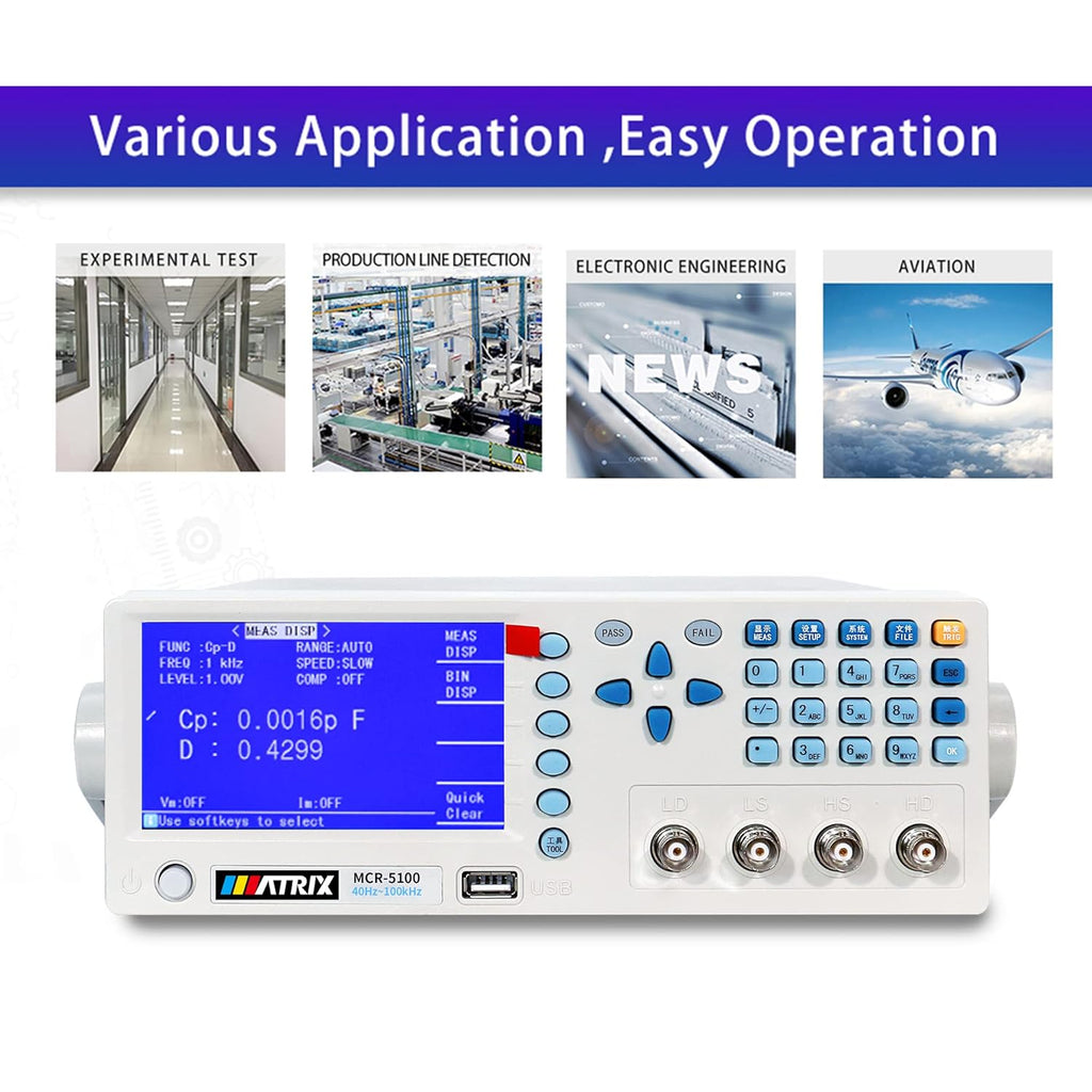 Benchtop LCR Meter Matrix MCR-5010 Digital Tester for Capacitance Resistance Inductance Accuracy 0.15% 100Hz-10kHz