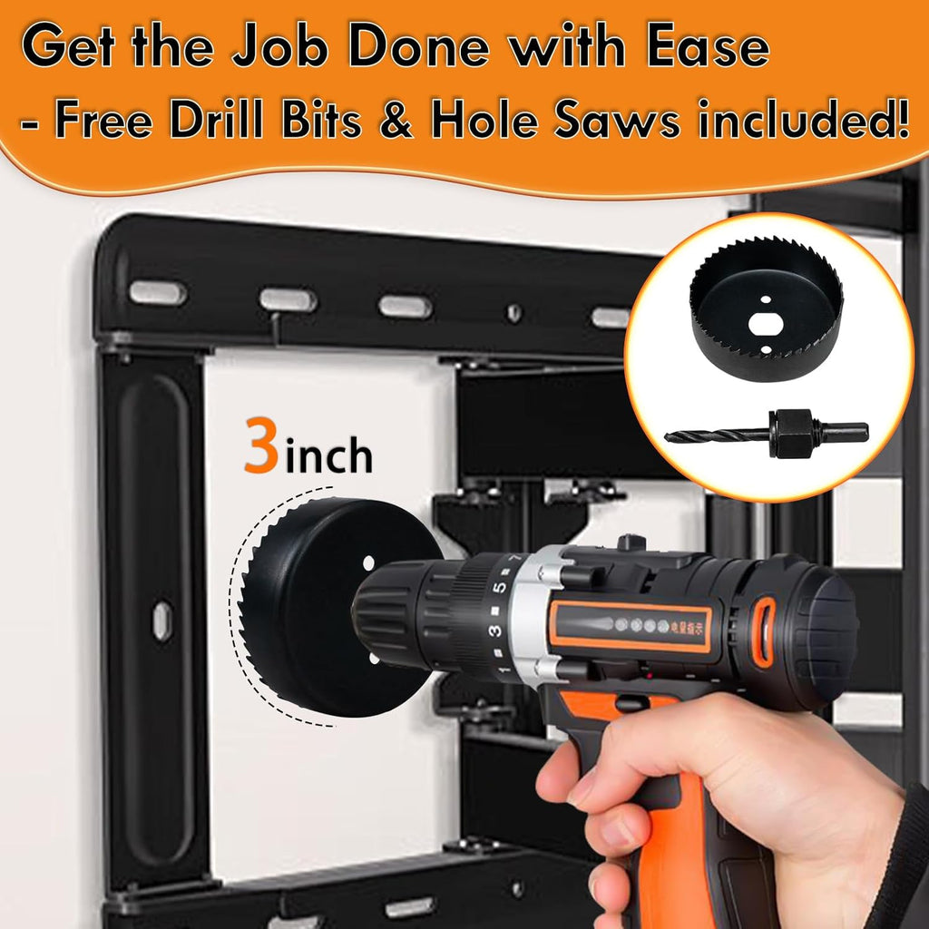 In Wall Cable Management Kit,TV Cord Hider for Wall Mounted TV& Soundbar,TV Cable Hider Wall Kit with Hole Saw Drill,Power and Low Voltage Wire Management Easy install,TV Cable Hider for a Clean House