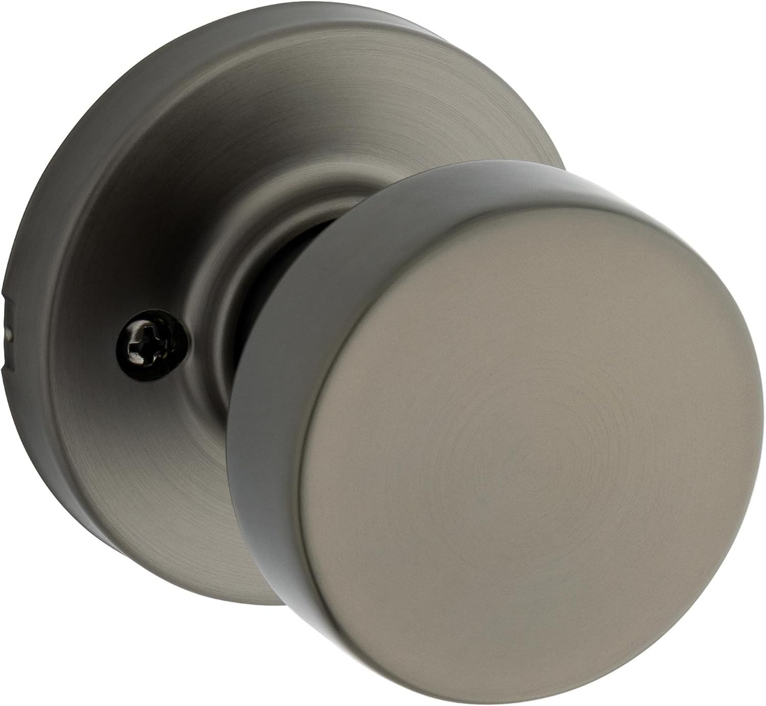 Kwikset Pismo Round Dummy Door Knob, Single Sided Handle for Closets, French Double Doors, and Pantry, Gunmetal Non-Turning Interior Push/Pull Door Knob