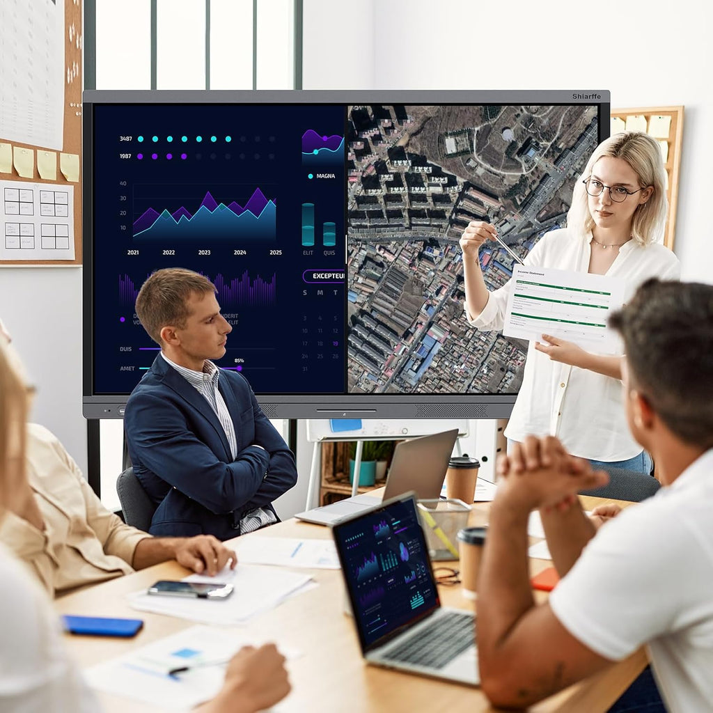 Shiarffe X5 Smart Board 4K Interactive Whiteboard EDLA-Certified All-in-One Touchscreen Digital Display Built-in 48MP Camera Mics and Speaker for Classrom Hybrid Work