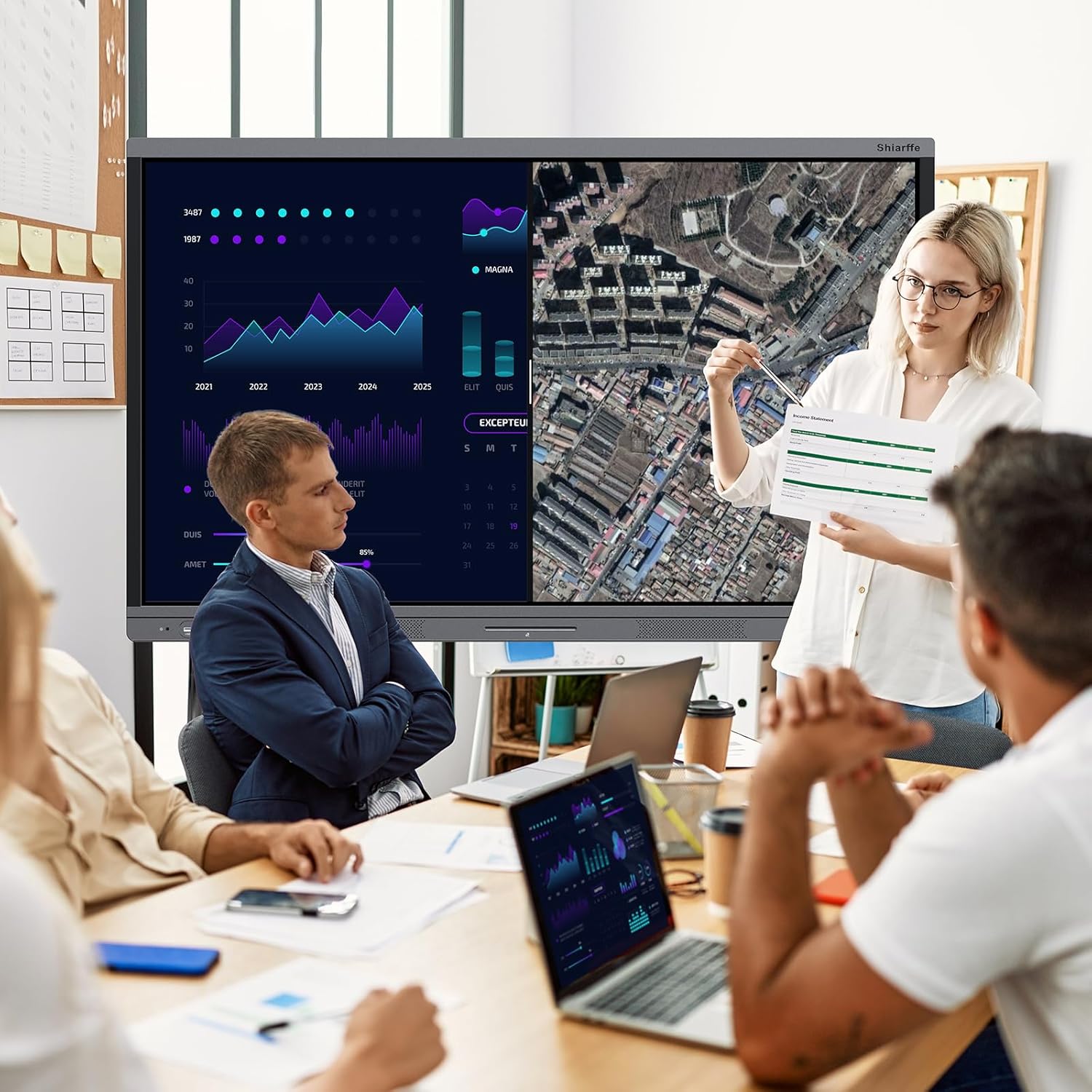Shiarffe X5 Smart Board 4K Interactive Whiteboard EDLA-Certified All-in-One Touchscreen Digital Display Built-in 48MP Camera Mics and Speaker for Classrom Hybrid Work