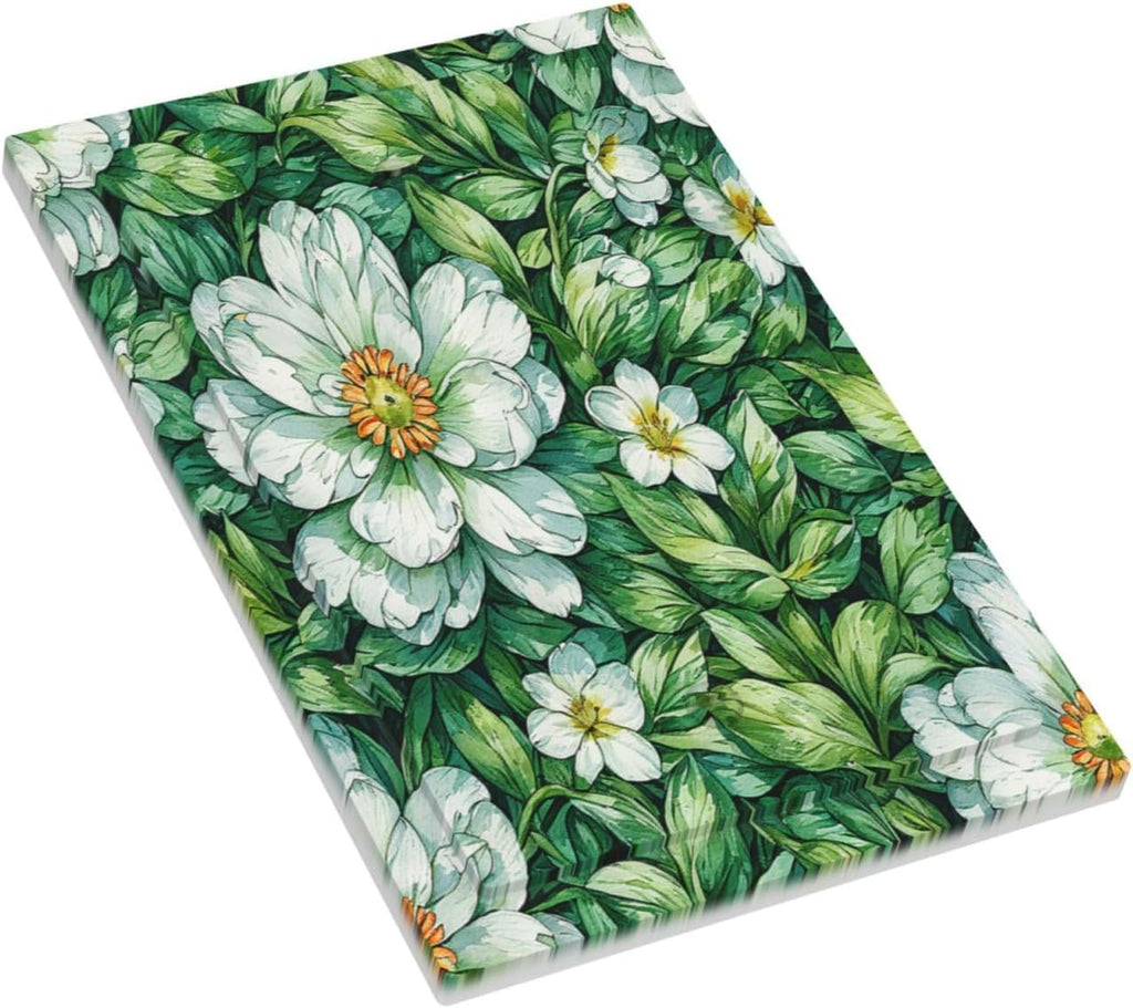 Vintage Floral White Flowers Green Plants Leaves Light Switch Cover Plate 1 Gang No Device Blank Decorative Switch Plate Electrical Wall Plates Faceplate for Bedroom Bathroom Decor