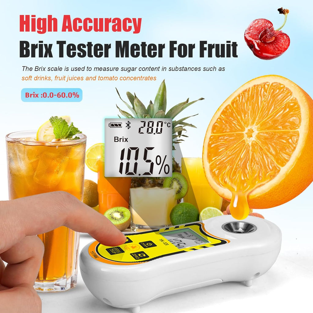 Smart Refractometer Brix Salt Meter, Brix Refractometer & Salinity Tester with ATC, Hand-Held Salinity Meter 0-24% for Food,sauces and Aquarium, Brix Sugar Refractometer 0-60% for Fruit,Drinks,Coffee