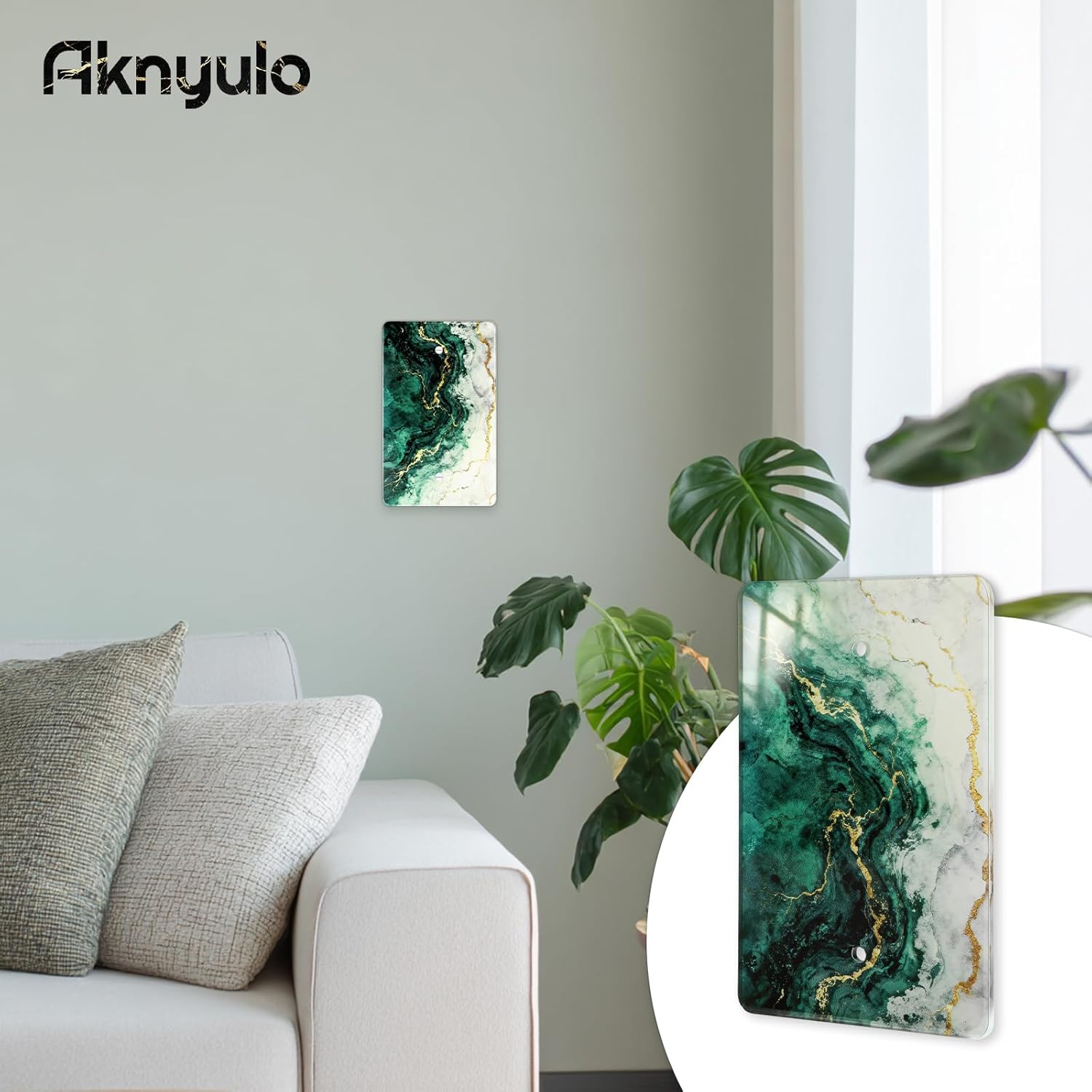 Modern Abstract Lexury Dark Turquoise Teal Blue Gray Marble Textured Acrylic Wall Plates Blank Wall Plate Light Switch Cover Plate Blank Wall Plate Decorative Acrylic Light Switch Cover