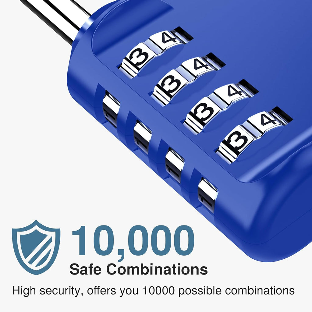 Puroma 1 Pack Combination Lock for Locker 4 Digit Outdoor Waterproof Padlock for School, Gym, Sports, Fence, Toolbox, Gate, Case, Outdoor, Hasp Storage, Cabinets (Blue)