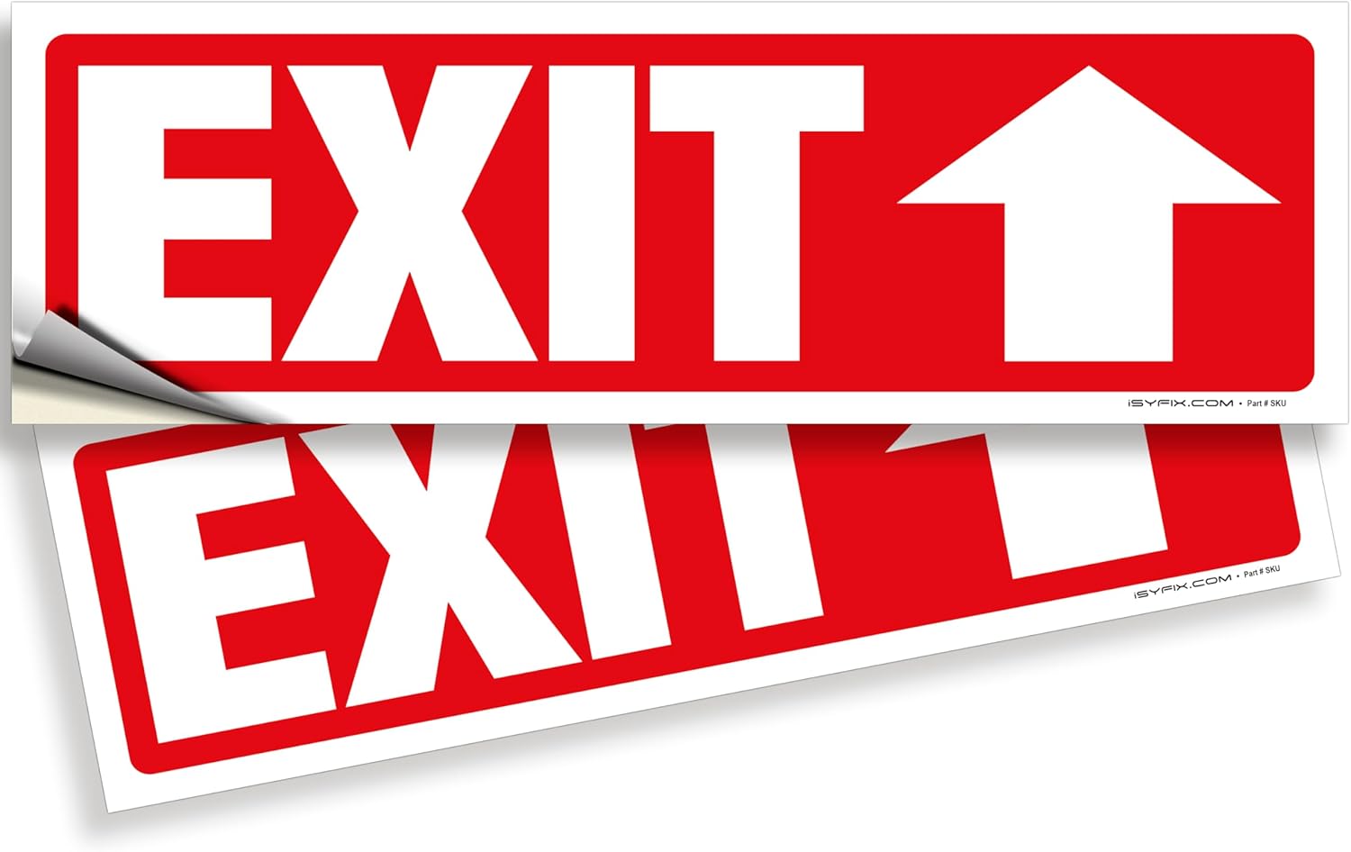 iSYFIX Exit Signs Stickers 2 Pack 12x4 Inch - Laminated Premium Vinyl Directional Up Arrow Signs for Buildings, Office, Workplace, Stores, Schools, Theaters, Parking, Restaurants, Factories