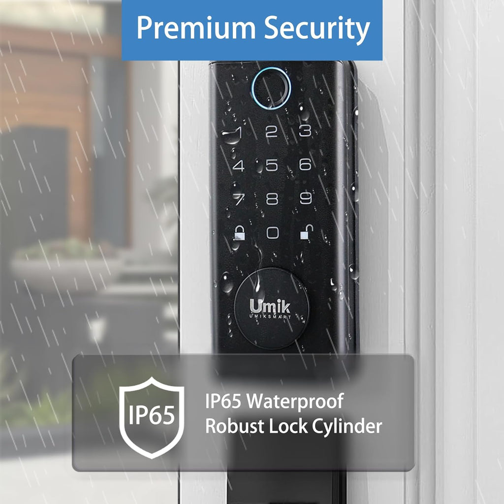 Fingerprint Smart Door Lock with Heavy Duty Handleset, Keyless Entry Door Lock, Electronic Keypad Deadbolt Locks, App Control for Front Door, Home (Matte Black)