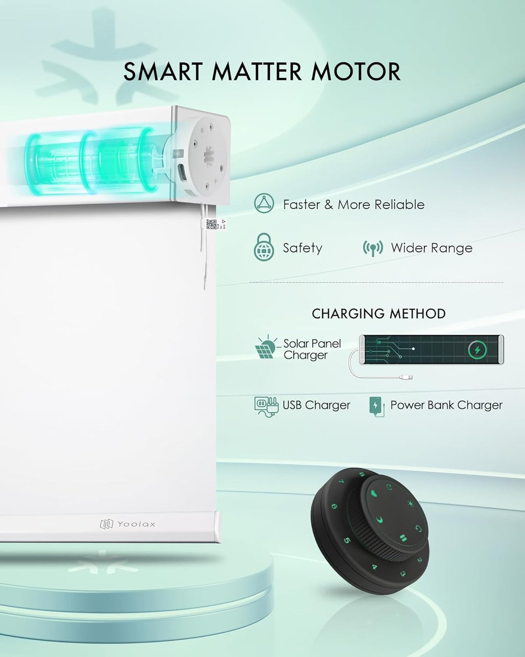 Yoolax Smart Blinds, Motorized Matter Roller Shades Light Filtering Automatic Blinds for Windows Motorized Shades Compatible with Alexa, Google Home, Homekit(Half Shading Pure White)