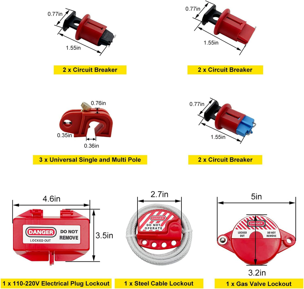 JOJOMARK Lockout Tagout Kit Electrical Loto - Group Lockout Hasps, Lockout Tags, Safety Padlocks with Number, Nylon Ties with Tool Box