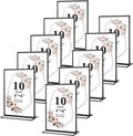 10 Pack Acrylic Sign Holders 4x6 Photo Frames, Double Sided Picture Frame, Clear Wedding Table Number Holder, Table Menu Display Holders for Restaurant Signs, Party and Office Photos, Black