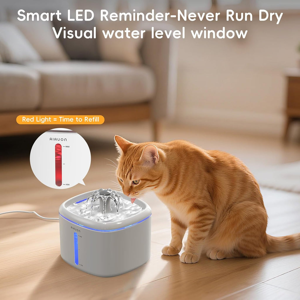 Cat Water Fountain,2.5L/84oz Pet Cat Fountain – Ultra Quiet Upgraded Automatic Pet Water Dispenser with 8 Replaceable Filters, Indoor Cat & Dog Drinking Bowl(W01Pro)