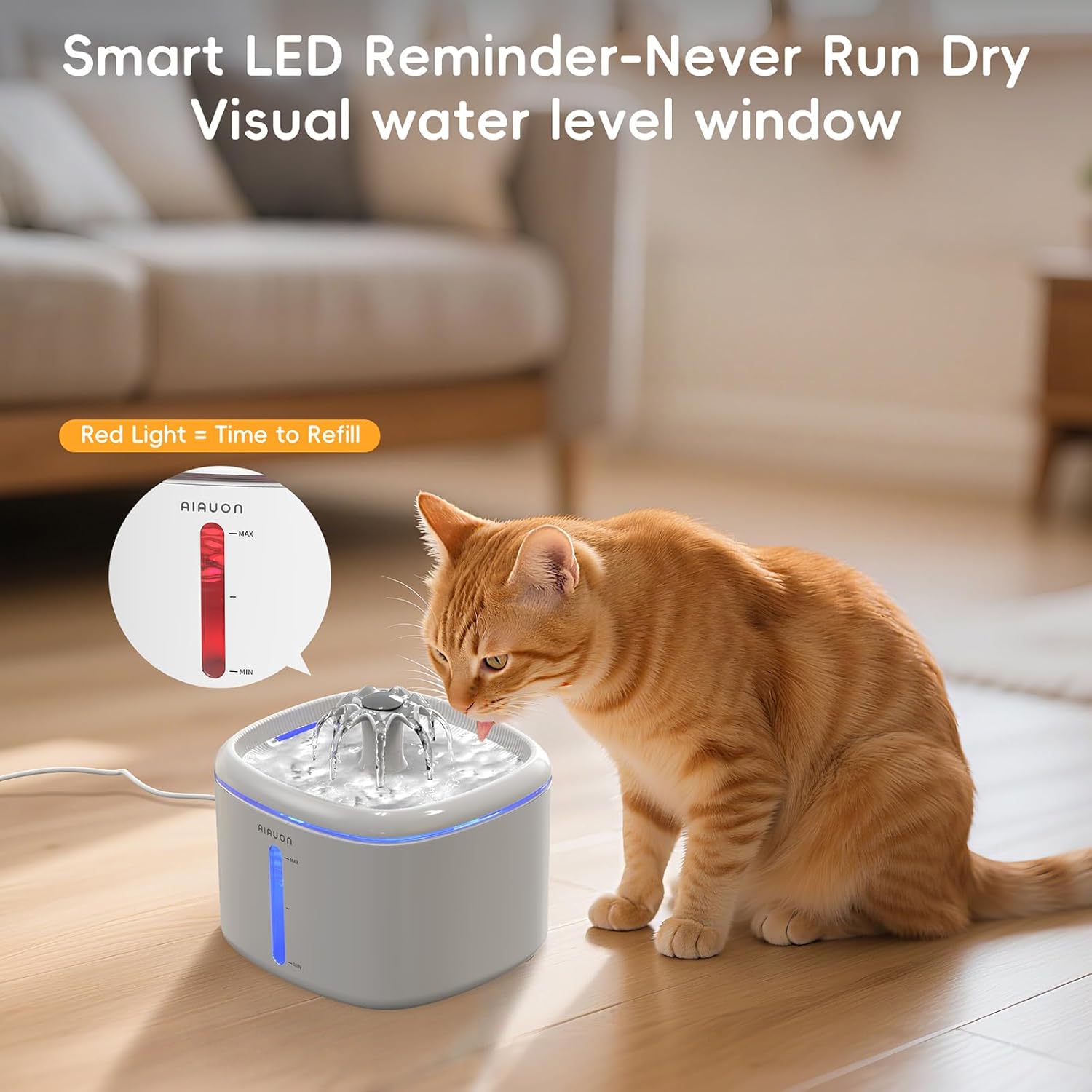 Cat Water Fountain,2.5L/84oz Pet Cat Fountain – Ultra Quiet Upgraded Automatic Pet Water Dispenser with 8 Replaceable Filters, Indoor Cat & Dog Drinking Bowl(W01Pro)