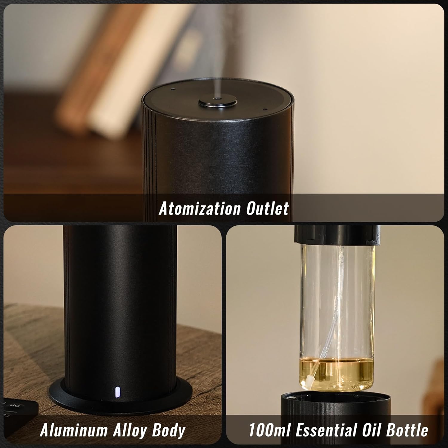 Bluetooth Waterless Diffuser, Essential Oil Diffuser for Home with Cold Air Tech 100ML, 2000 sq. ft Coverage Scent Diffuser for Large Room, Office, Spa, APP and RemoteControl, Black