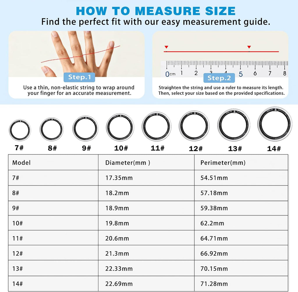 Smart Ring for Women - Health and Fitness Tracker with Heart Rate, SpO2, Sleep Monitoring, Calories, IP68 Waterproof Pedometer for Exercise (Silver 10)