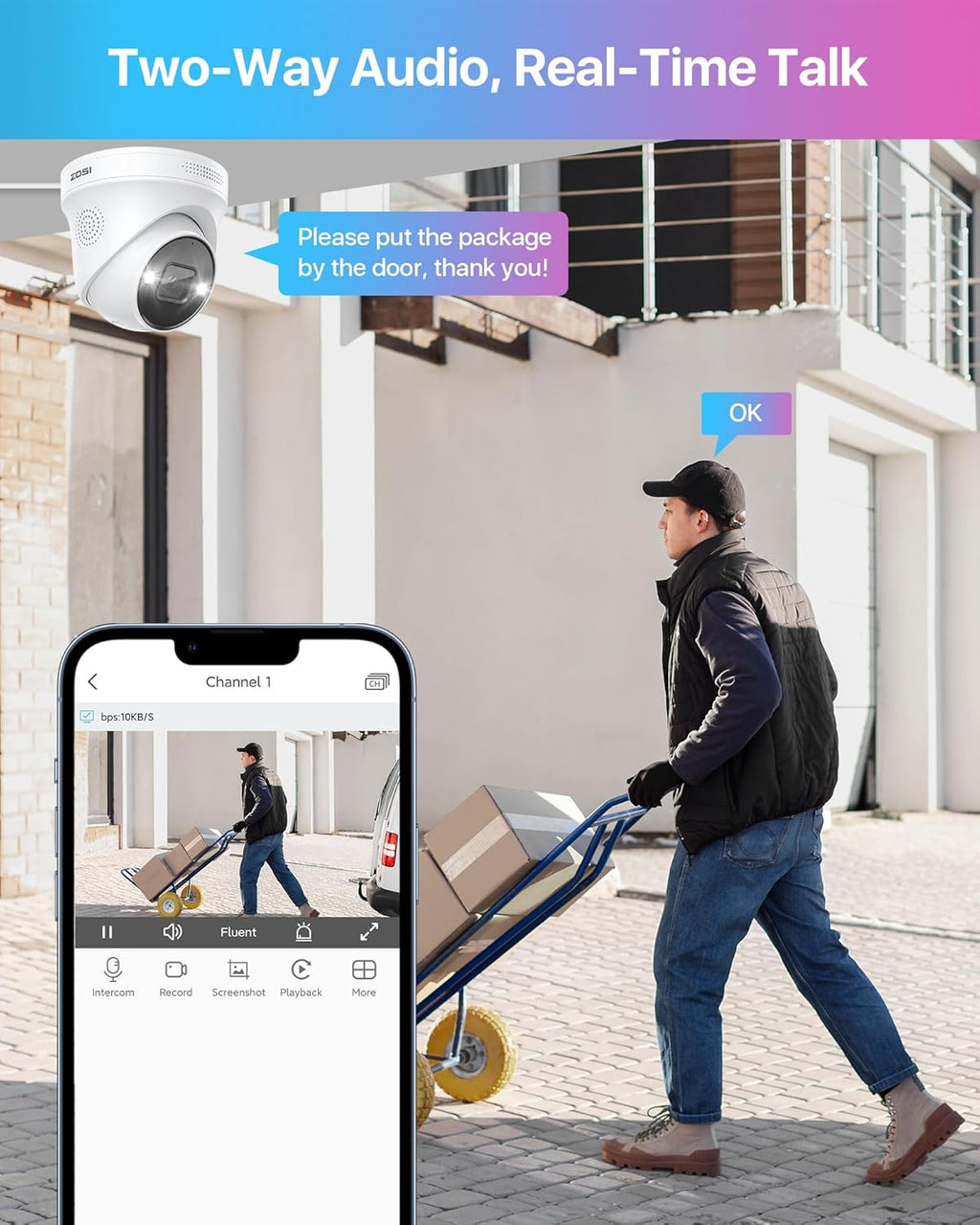 ZOSI 32CH 4K PoE Security Camera System,8pcs 8MP Indoor Outdoor IP Cameras,Person Vehicle Detection,2 Way Audio,Color Night Vision,Siren Alarm,16 Port 32 Channel NVR with 4TB HDD for 24/7 Recording