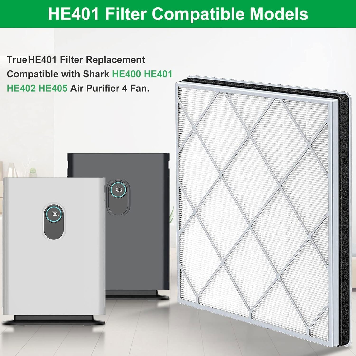 HE401 Filter Replace for Shark Air Purifier 4 Replacement, Compatible with Shark Air Purifier 4 HE401 HE402 HE405 HE400, H13 TrueFilter for HE4FKPETk Filter Replacement